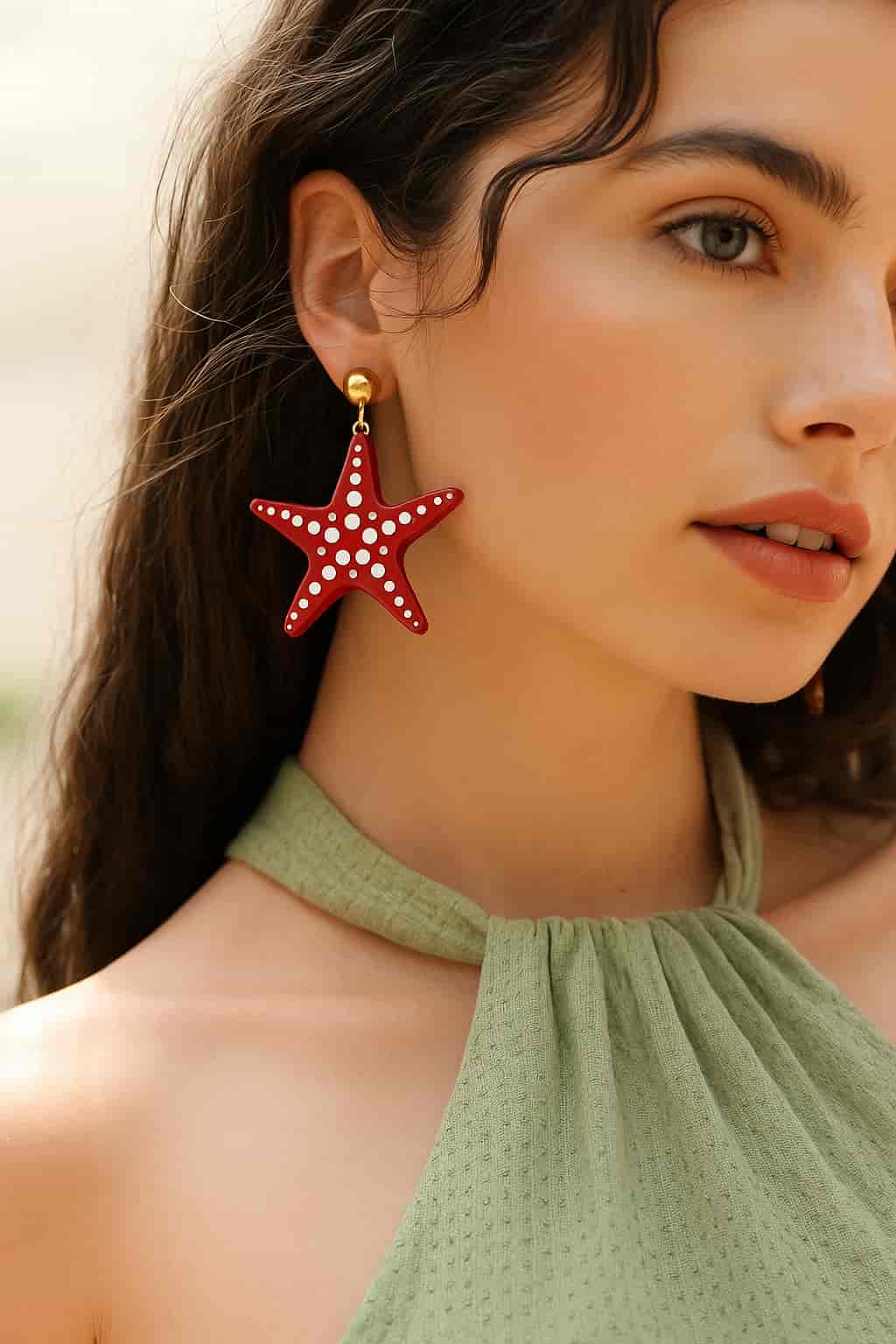 Sunlit Portrait with Starfish Earring by Velaora Jewels